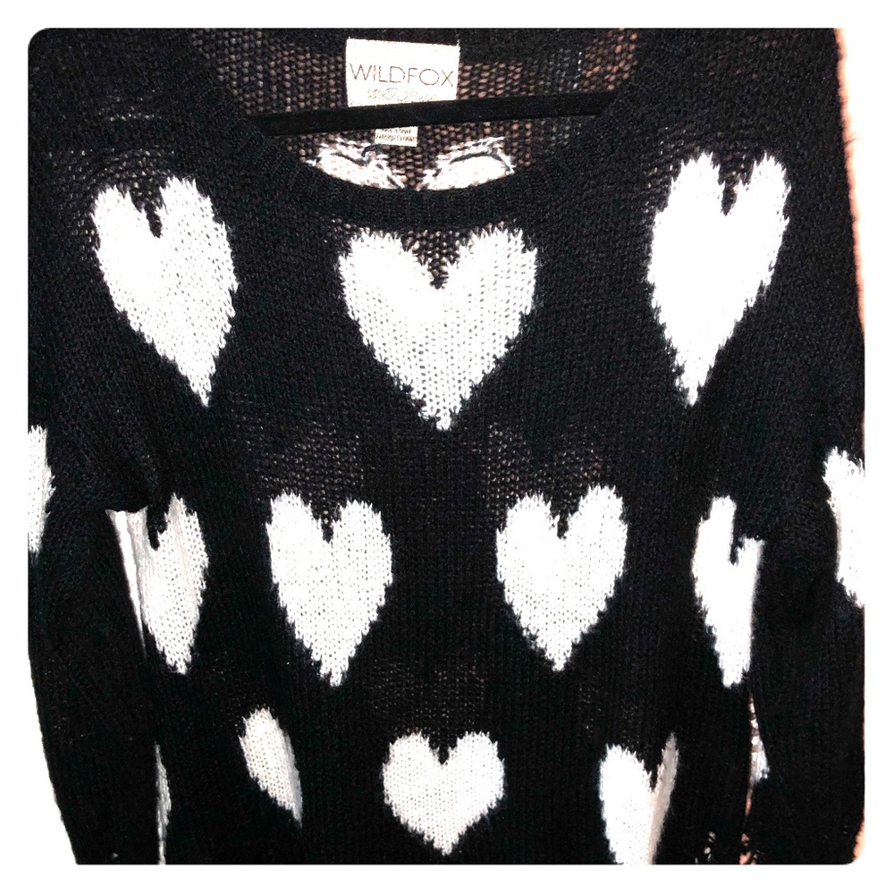 Wildfox Couture Sweater Black White Hearts